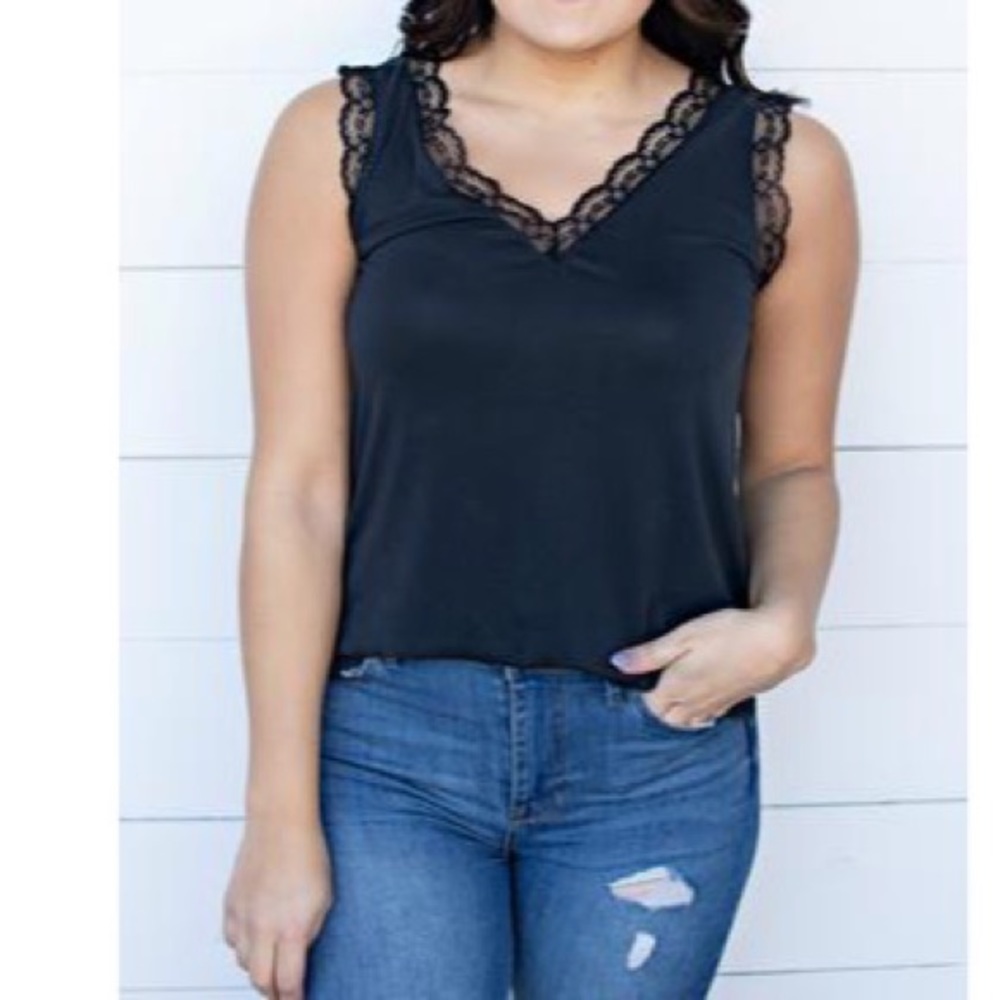 Apricot Lane black lace tank top